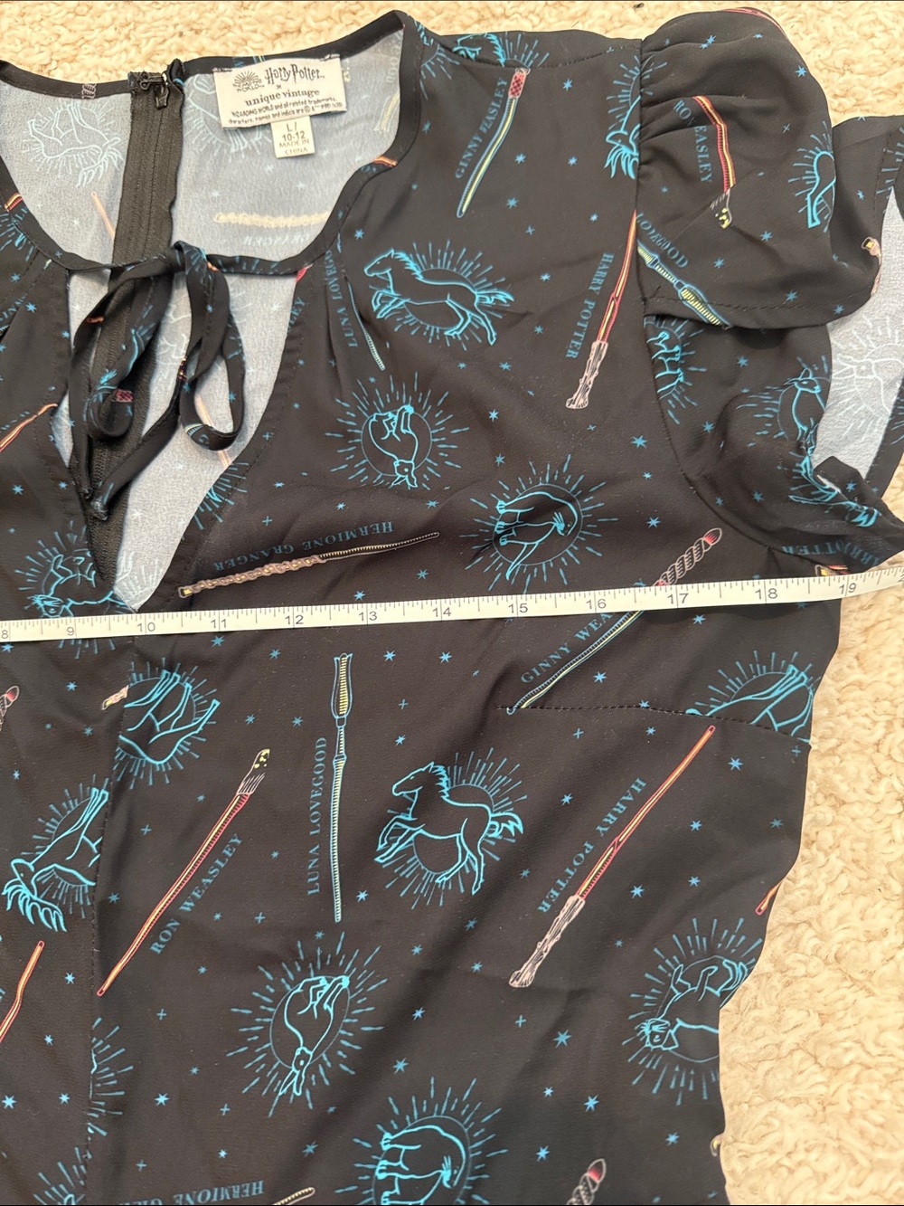 Unique Vintage Harry Potter Patronus Wand Print Dahlia Swing Dress - Picture 8 of 12